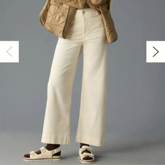 Maeve Pants - The Colette Corduroy Cropped Wide-Leg Pants by Maeve